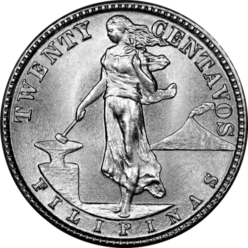 20 Centavos (1937-1945) Filipinai sidabrinė moneta (1)