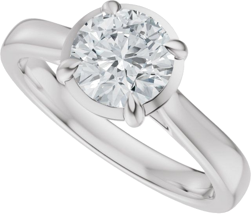Sužadėtuvių Žiedas „Claw-Prong Solitaire Bezel-Style“ 14k white gold Round 8mm (5)
