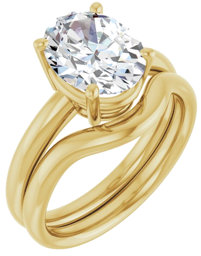 Sužadėtuvių Žiedas „Solitaire“ 585 Geltonojo Aukso Oval 10mm x 8mm (6)