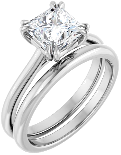 Sužadėtuvių Žiedas „Double Claw-Prong“ 950 Platinos Square 6.5mm (6)
