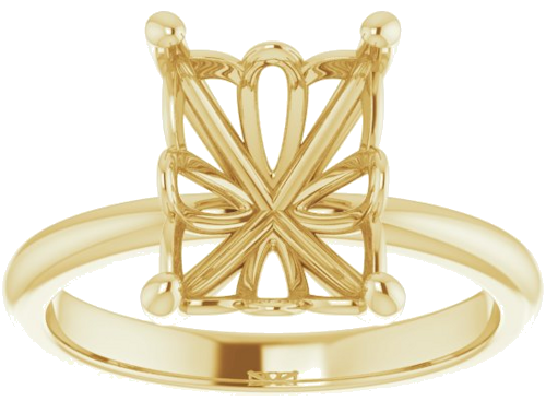 Sužadėtuvių Žiedas „Solitaire“ 585 Geltonojo Aukso Emerald 10mm x 8mm (3)