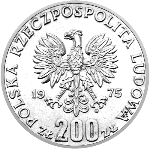 200 Zlotų Pergalė prieš Fašistus 1975 Lenkija sidabrinė moneta (2)