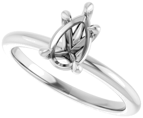 14K White 8x5 mm Pear Solitaire Engagement Ring Mounting (4)