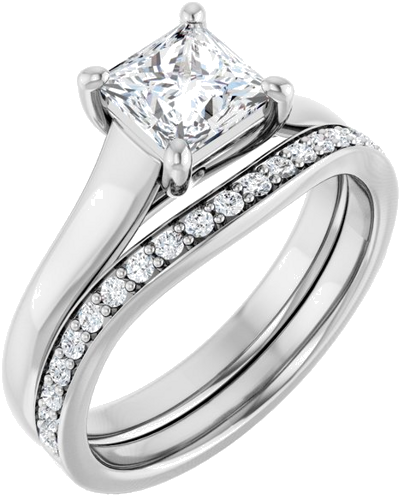 14K White 5.5 mm Square Solitaire Engagement Ring Mounting (6)