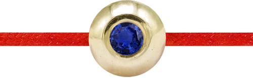 Sarkana diega rokassprādze ar zelta lodīti un safīru (2)