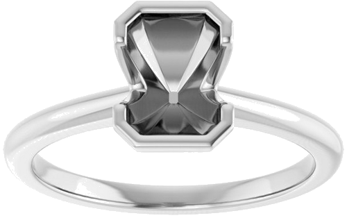 Sužadėtuvių Žiedas „Half-Bezel“ 14k white gold Emerald 7mm x 5mm (3)
