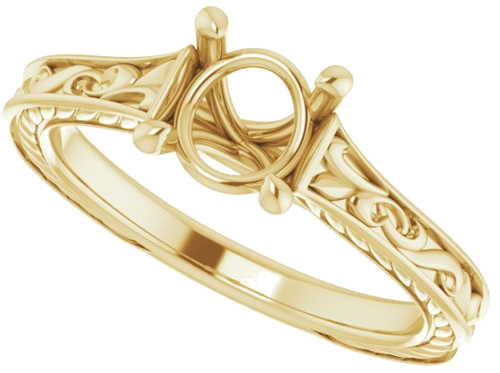 Sužadėtuvių Žiedas „Solitaire Scroll“ 14k yellow gold Round 6.5mm (5)