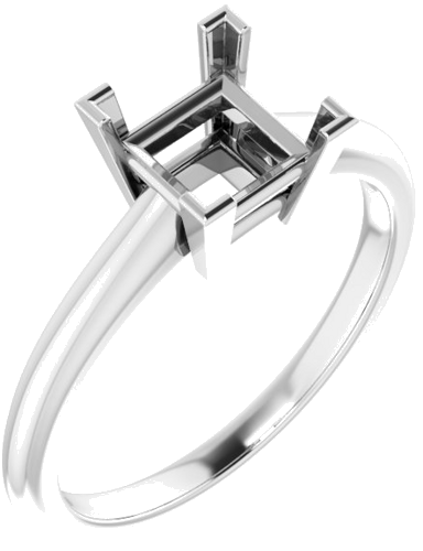 Platinum 6 mm Square Solitaire Engagement Ring Mounting (1)