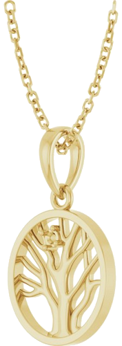 14K Yellow 1.5 mm Round 1-Stone Family Tree 16-18  Necklace Mounting (2)