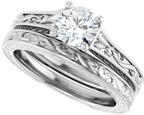 Sužadėtuvių Žiedas „Solitaire Scroll“ 14k white gold Round 5.8mm (15)