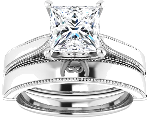 Sužadėtuvių Žiedas „Solitaire“ 14k white gold Square 6.5mm (8)