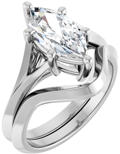 Sužadėtuvių Žiedas „Solitaire Split Shank“ 14k white gold Marquise 12mm x 6mm (6)