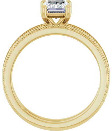 Sužadėtuvių Žiedas „Solitaire Milgrain“ 14k yellow gold Emerald 7mm x 5mm (7)