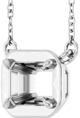 Pakabukas „Claw-Prong Solitaire Bezel-Style“ 14k white gold Emerald 7mm x 5mm (2)