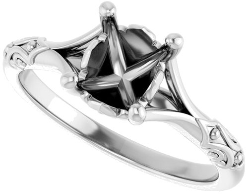 Sužadėtuvių Žiedas „Solitaire Sculptural“ 14k white gold Oval 8mm x 6mm (5)