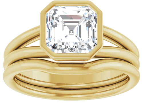 Sužadėtuvių Žiedas „Bezel-Set Solitaire“ 14k yellow gold Asscher 7mm (8)