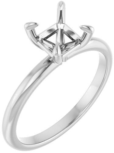 14K White  6x6 mm Asscher Solitaire Engagement Ring Mounting (1)