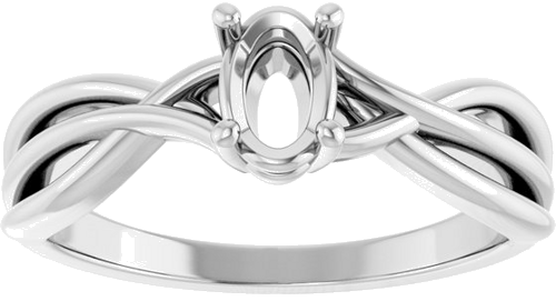 Sužadėtuvių Žiedas „Solitaire“ 14k white gold Oval 6mm x 4mm (3)