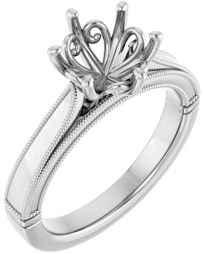 Sužadėtuvių Žiedas „Solitaire“ 585 Baltojo Aukso Round 8mm (1)