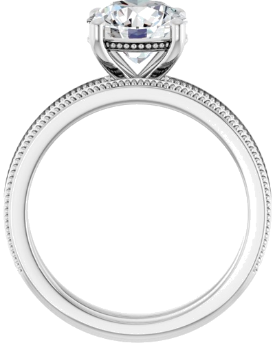 Sužadėtuvių Žiedas „Solitaire Milgrain“ 14k white gold Round 8mm (7)