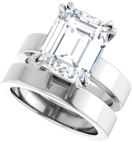 Sužadėtuvių Žiedas „Double Claw-Prong Solitaire“ 14k white gold Emerald 11mm x 9mm (10)