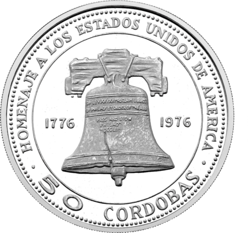 50 Кордоб Liberty Bell (1975) Никарагуа серебряная монета (1)