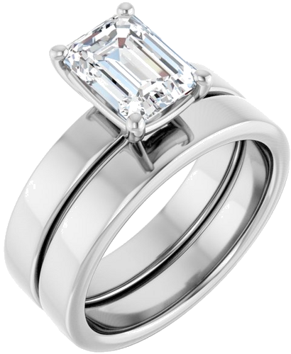 Sužadėtuvių Žiedas „Solitaire“ 14k white gold Emerald 8mm x 6mm (6)