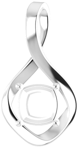 14K White  7 mm Cushion Pendant Mounting (1)