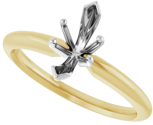 Sužadėtuvių Žiedas „V-End Solitaire“ 585 Baltojo Ir Geltonojo Aukso Marquise 9.3mm x 4.5mm (5)
