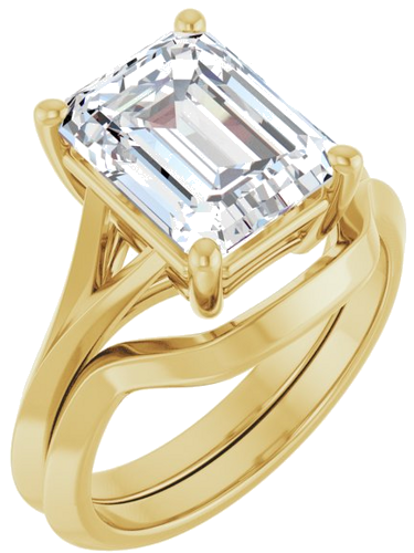 Sužadėtuvių Žiedas „Solitaire Split Shank“ 14k yellow gold Emerald 10mm x 8mm (6)