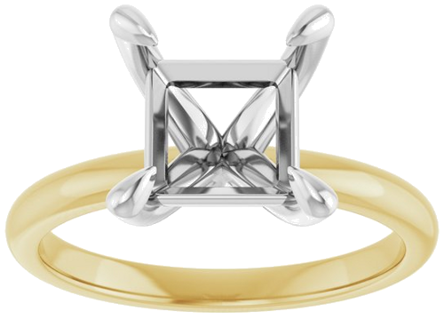 Sužadėtuvių Žiedas „Solitaire“ 14k yellow/white gold Square 7.5mm (3)
