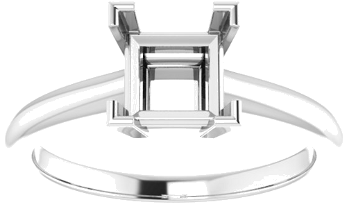 Platinum 6 mm Square Solitaire Engagement Ring Mounting (3)