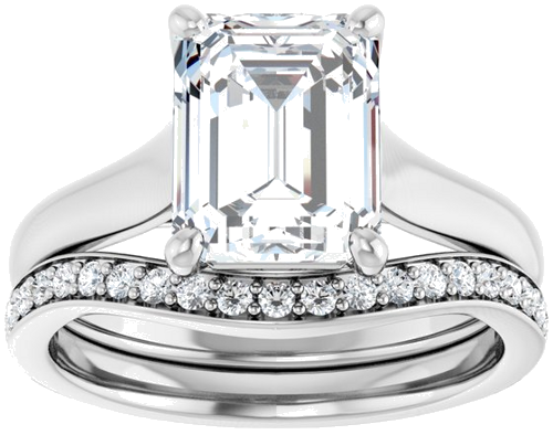 14K White 9x7 mm Emerald Solitaire Engagement Ring Mounting (8)