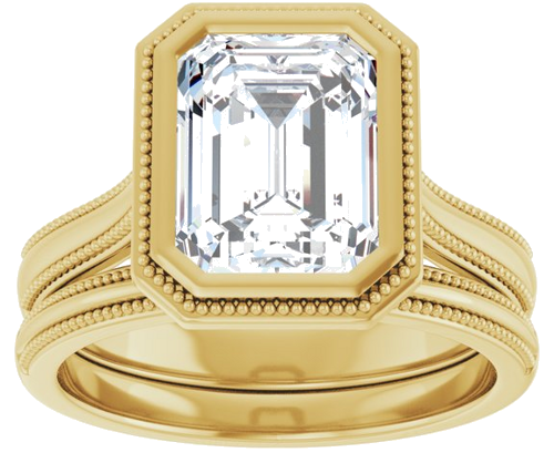 14K Yellow 9x7 mm Emerald Solitaire Engagement Ring Mounting (8)