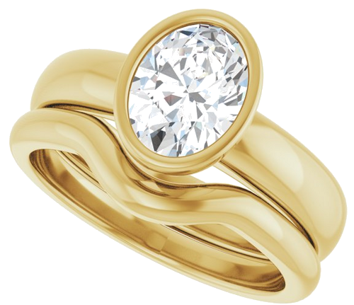 Sužadėtuvių Žiedas „Bezel-Set Solitaire“ 14k yellow gold Oval 8mm x 6mm (10)