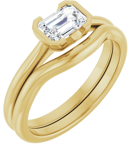 Sužadėtuvių Žiedas „Half Bezel Solitaire“ 585 Geltonojo Aukso Emerald 6mm x 4mm (6)