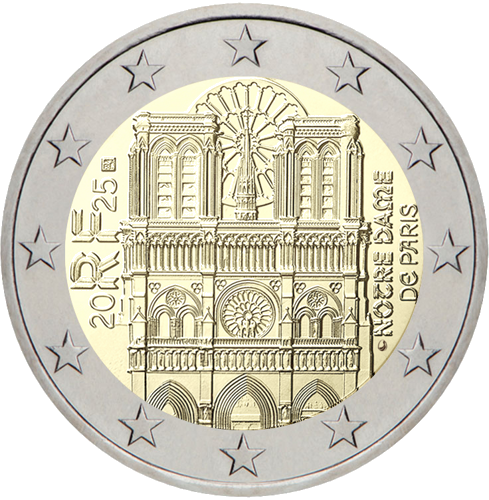 2025 Francija Notre Dame 2 eiro monēta (1)
