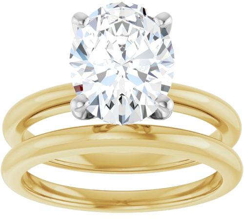 Sužadėtuvių Žiedas „Solitaire“ 585 Geltonojo Aukso Ir 950 Platinos Oval 10mm x 8mm (8)