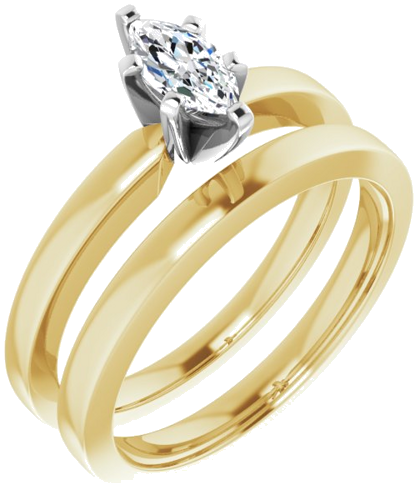 Sužadėtuvių Žiedas „Solitaire“ 14k yellow/white gold Marquise 7mm x 3.5mm (5)