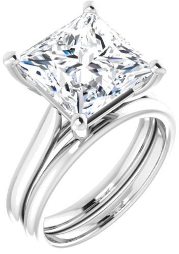 14K White 10 mm Square Engagement Ring Mounting (6)