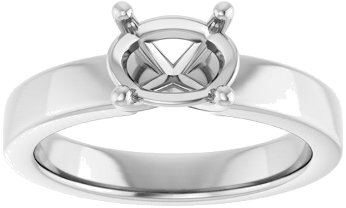 Sužadėtuvių Žiedas „Solitaire“ 585 Baltojo Aukso Oval 8mm x 6mm (3)