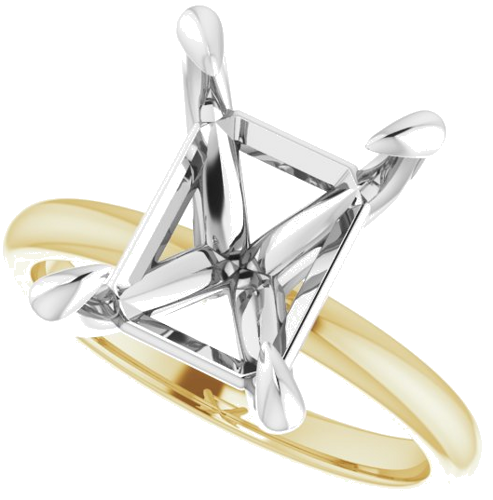 Sužadėtuvių Žiedas „Solitaire“ 585 Geltonojo Aukso Ir 950 Platinos Emerald 11mm x 9mm (5)