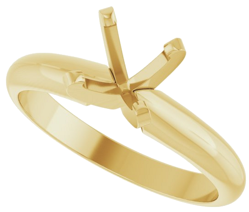 14K Yellow 6.0-6.6 mm Round 4-Prong Heavy Solitaire Ring Mounting (5)