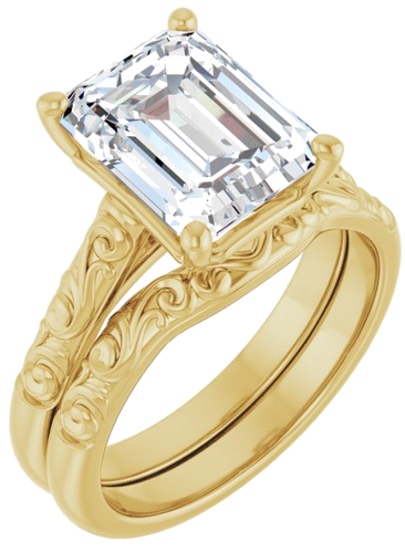 Sužadėtuvių Žiedas „Solitaire“ 14k yellow gold Emerald 10mm x 8mm (6)