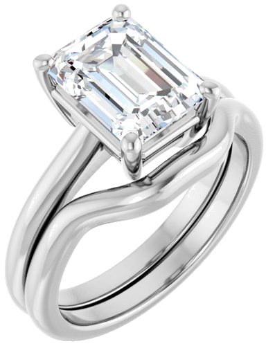 Sužadėtuvių Žiedas „V-End Prong“ 14k white gold Emerald 9mm x 7mm (6)