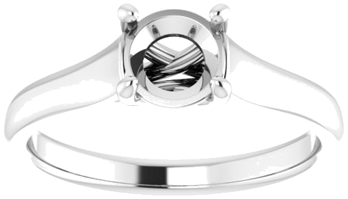 14K White 6 mm Round Solitaire Engagement Ring Mounting (3)