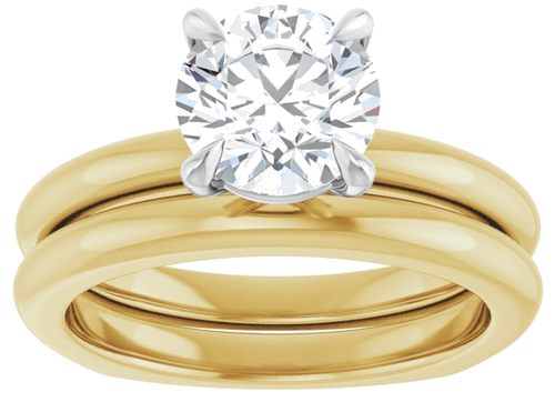 Sužadėtuvių Žiedas „Claw-Prong Euro Shank“ 14k yellow/white gold Round 7.4mm (8)