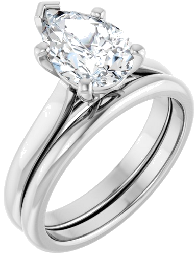 Sužadėtuvių Žiedas 14k white gold Pear 10mm x 7mm (6)
