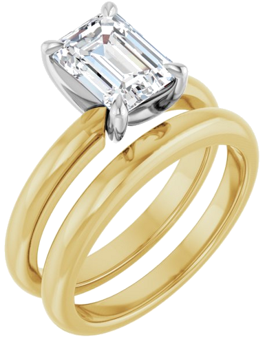 14K Yellow White 8x6 mm Emerald Solitaire Engagement Ring Mounting (6)