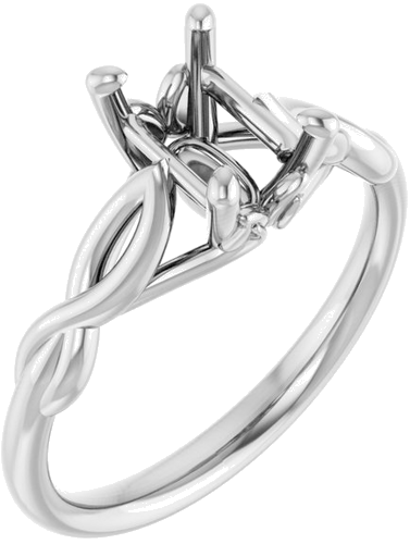 Sužadėtuvių Žiedas „Solitaire Sculptural“ 14k white gold Emerald 7mm x 5mm (1)
